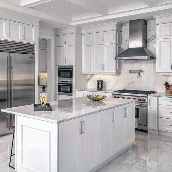 White Kitchen Floor Tile Ideas - white kitchen tile idea