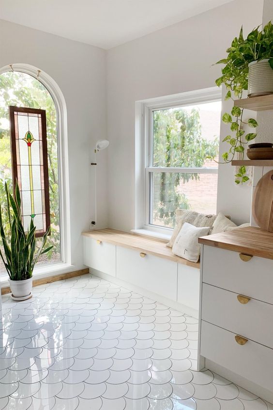 White Kitchen Floor Tile Ideas - white kitchen tile
