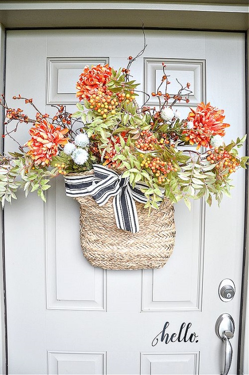 fall front door decor - Brambly Fall Front Door Basket DIY