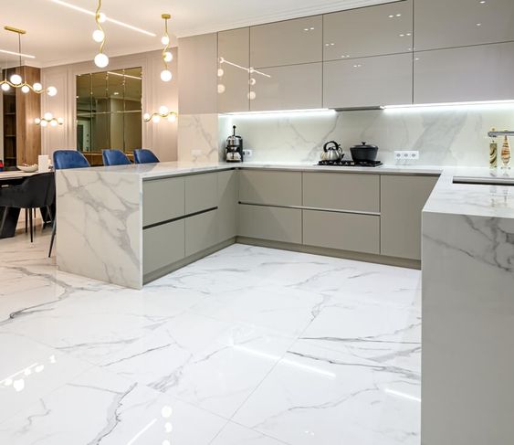 white kitchen floor tile ideas - Marble Kitchen Floor Tiles