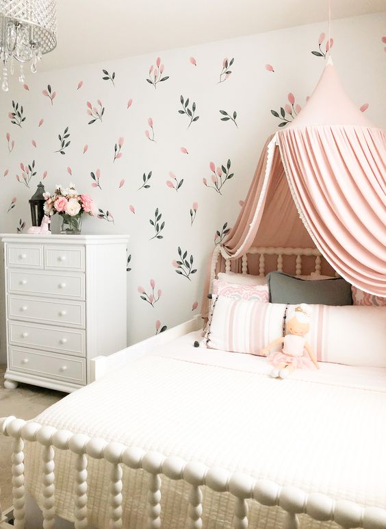 Bedroom Wall Decor - Soft Blush Floral Wall Decals