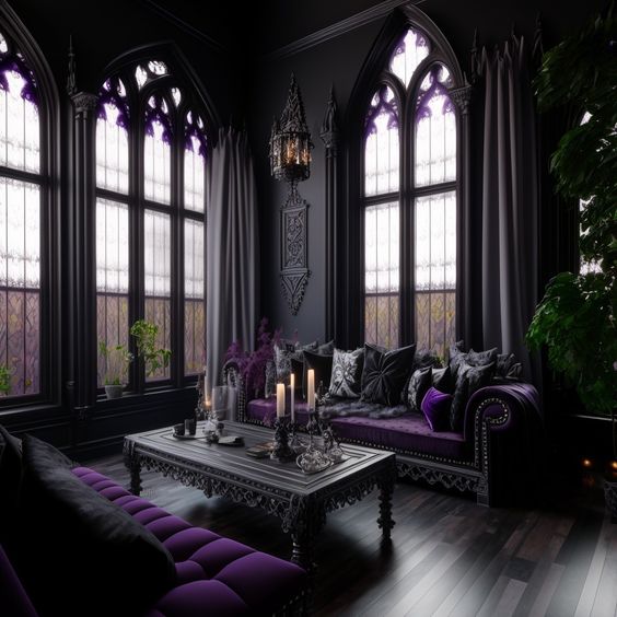 Gothic Living Room - gothic living room purple