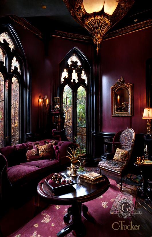 Victorian/goth Livingroom in Eggplant & Plum