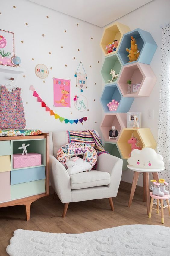 Kids' Bedroom Decor - Girls rainbow bedroom inspiration ideas