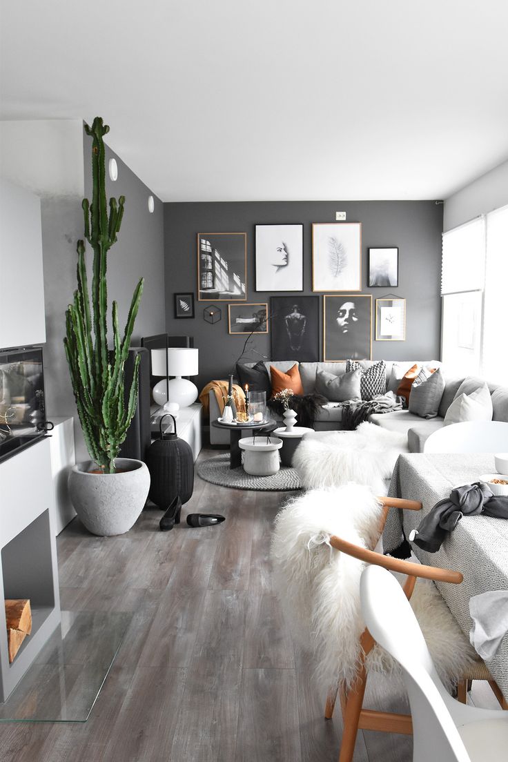 Living Room Ideas Grey and White - Black and white minimalist style