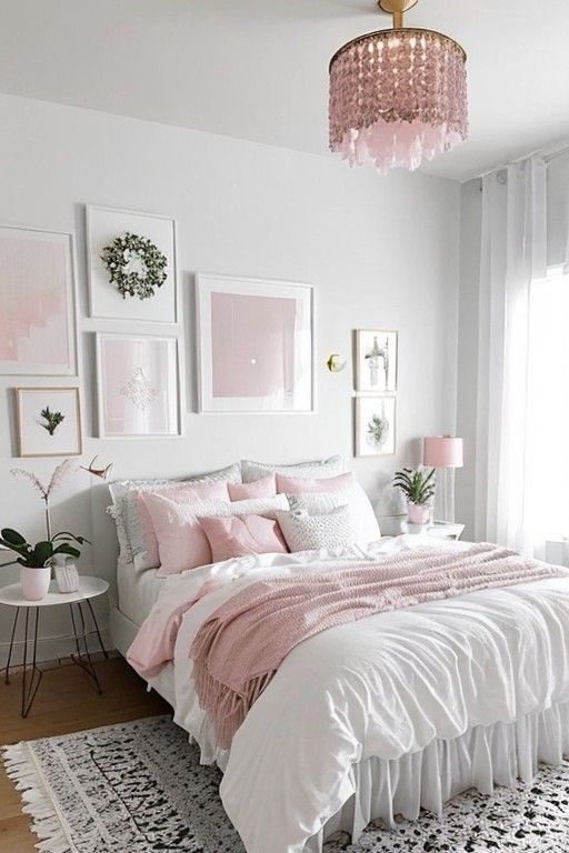 Pink Bedroom Decor - Grown up White and Pink Bedroom Design