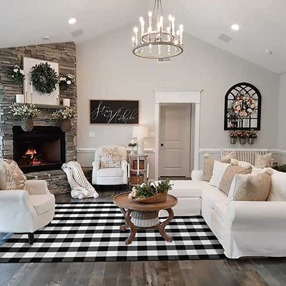 White and Black Living Room Ideas - Black and grey living room