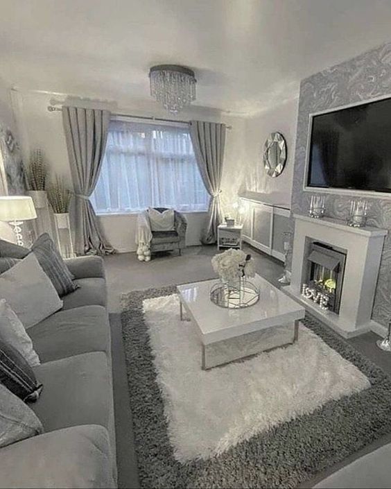 White and Gray Living Room Ideas - Dark gray and white living room
