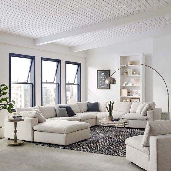 White and Gray Living Room Ideas - Modern gray living room