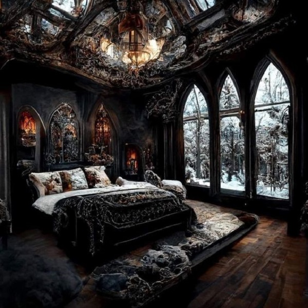 gothic bedroom - Moody maximalist gothic castle bedroom
