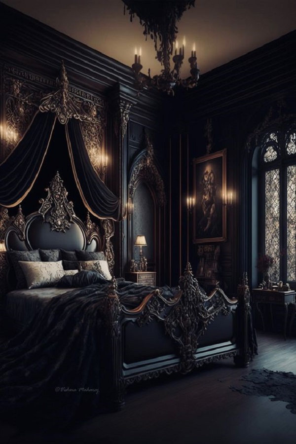 gothic bedroom - black gothic bedroom idea