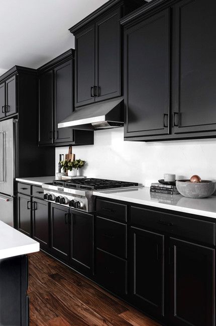 Black Kitchen Cabinets Ideas - Black kitchen cabinets white countertops