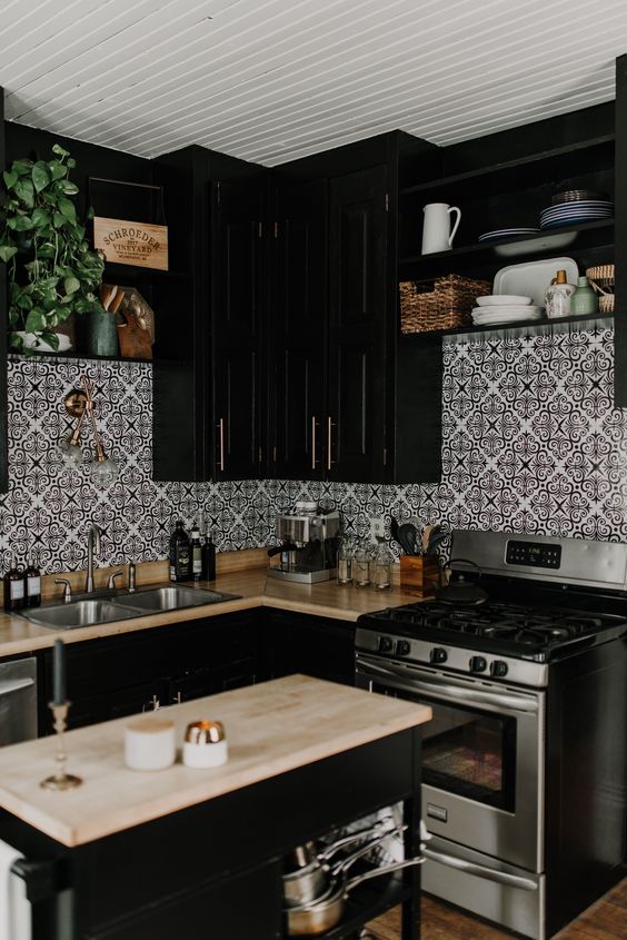 Black Kitchen Cabinets Ideas - Painted black kitchen cabinets