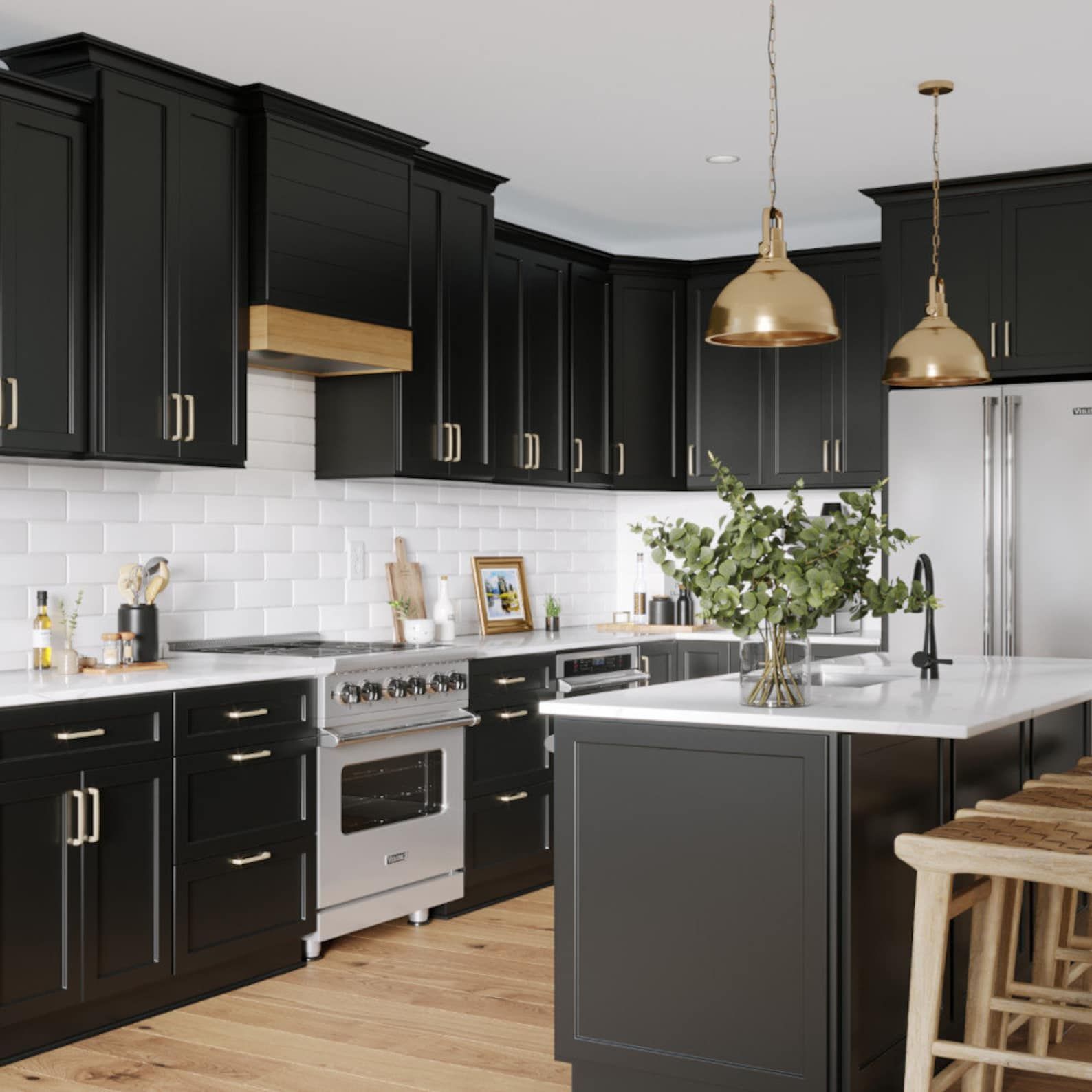 Matte Black Kitchen Cabinets - Matte Painted black kitchen cabinet
