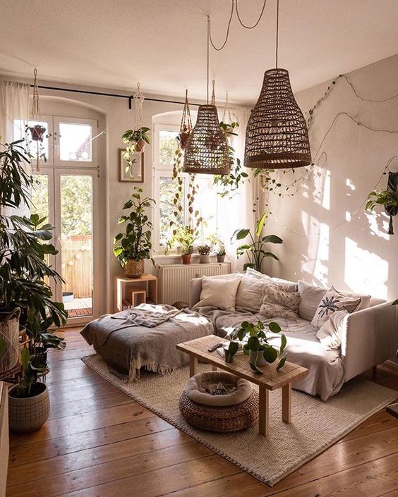 boho living room wall decor - Bohemian interior design style