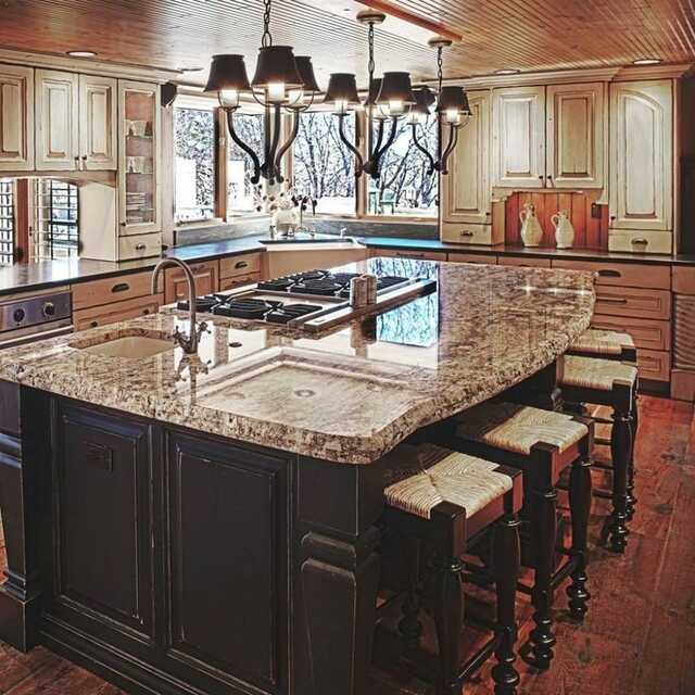 Granite Top Kitchen Island with seating