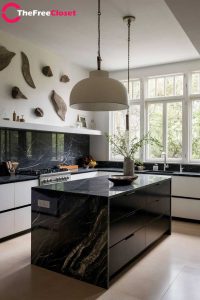 Black Kitchen Island with seating