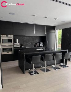 Modern matte black kitchen cabinet